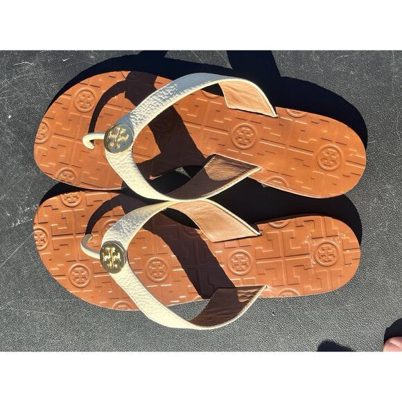 Tory Burch Thora Women’s Size 7.5 Leather Thong Flip Flops Flat Sandals - Picture 7 of 7